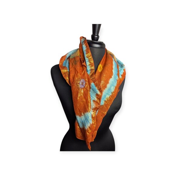 Elegant Collections Beautiful Made in India Square Colorful Scarf 32" x 32" - Picture 2 of 10